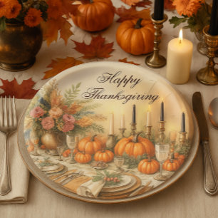 Assiettes En Carton Automne élégant Fête florale de Thanksgiving