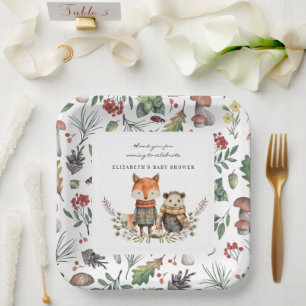 Assiettes En Carton Automne en forêt Baby Shower Animaux de la Forêt
