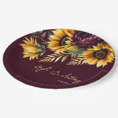 Assiettes En Carton Automne été mariage bordeaux modèle (Angle)