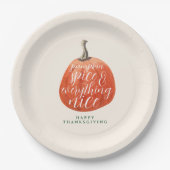 Assiettes En Carton Automne Fête Thanksgiving Citrouille (Devant)