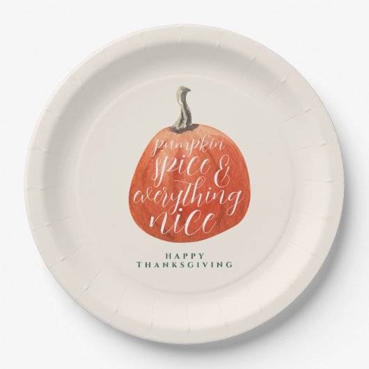 Assiettes En Carton Automne Fête Thanksgiving Citrouille (Devant)