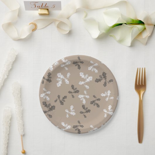 Assiettes En Carton Automne Feuillage Feuille Motif Brown (Mariage)