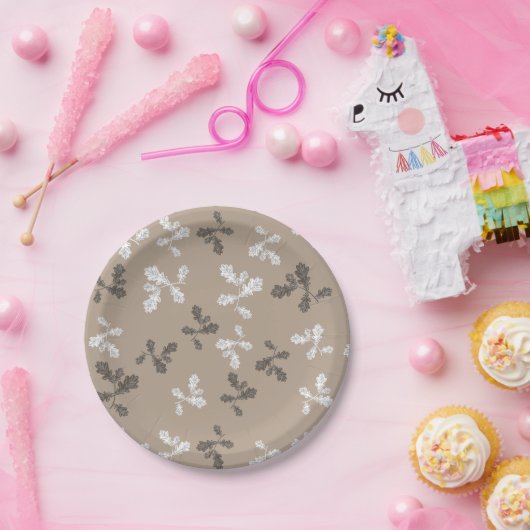 Assiettes En Carton Automne Feuillage Feuille Motif Brown (Fête)