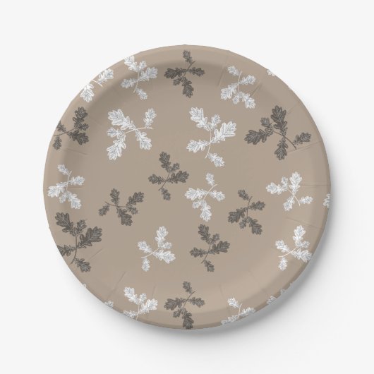 Assiettes En Carton Automne Feuillage Feuille Motif Brown (Devant)