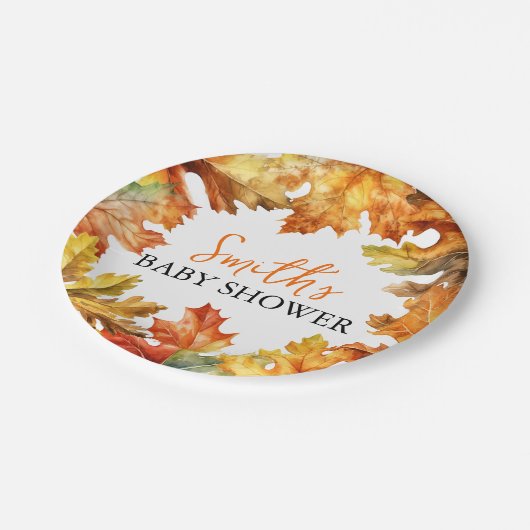 Assiettes En Carton Automne Feuilles Baby shower (Angle)