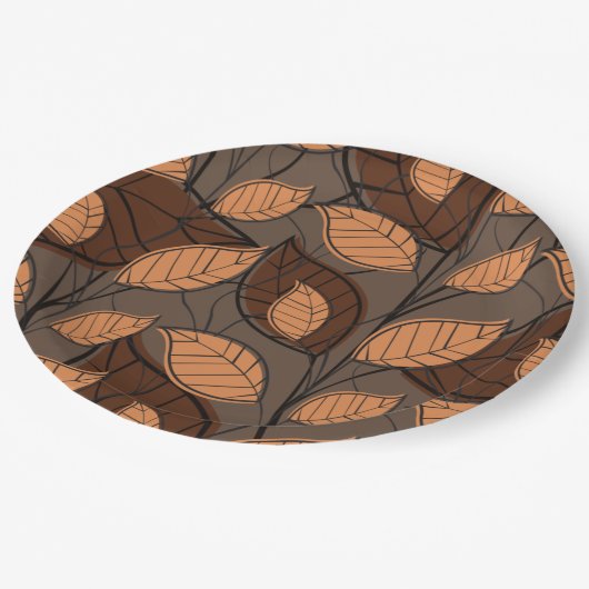 Assiettes En Carton Automne Feuilles Brown (Angle)