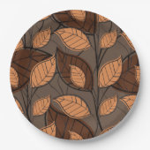 Assiettes En Carton Automne Feuilles Brown (Devant)