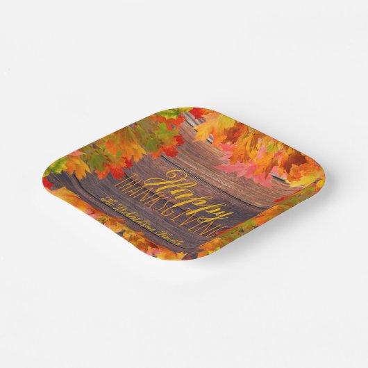 Assiettes En Carton Automne Feuilles d'automne sur le Bon thanksgiving (Angulaire)