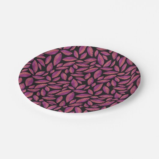 Assiettes En Carton Automne Feuilles d'automne violet et noir Motif (Angle)
