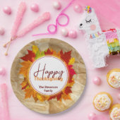 Assiettes En Carton Automne Feuilles d'érable sur papier Texture Thank (Fête)