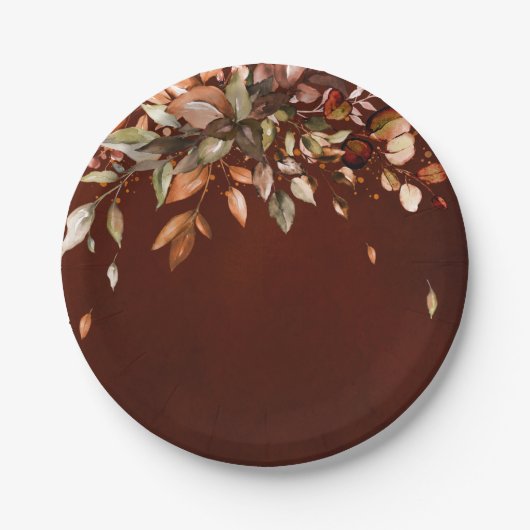 Assiettes En Carton Automne Feuilles Russe Pays Boho Mariage (Devant)