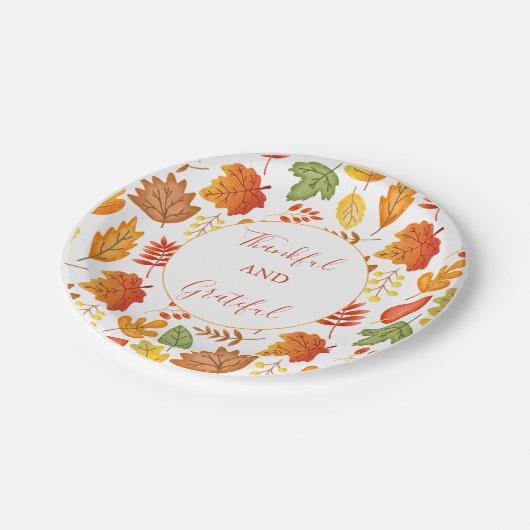 Assiettes En Carton Automne Feuilles Thankesgiving (Angle)
