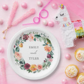 Assiettes En Carton Automne Fleur Rose Fleur Floral Mariage Wreath (Fête)