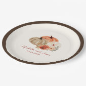 Assiettes En Carton Automne Fleurs Citrouilles Élégantes Tombant amour (Angle)