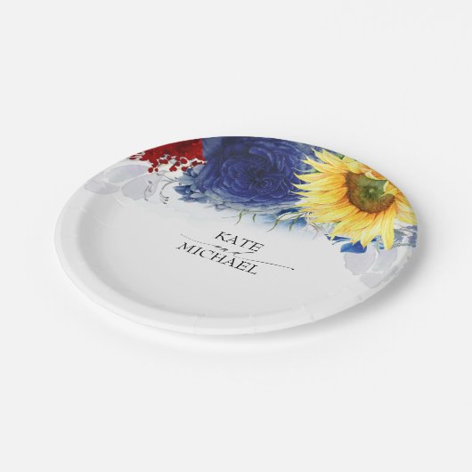 Assiettes En Carton Automne Fleurs d'aquarelle Mariage élégant (Angle)