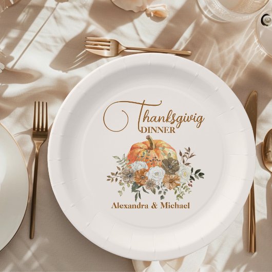 Assiettes En Carton Automne Floral Citrouille Thanksgiving Dîner