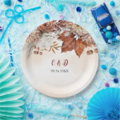 Assiettes En Carton Automne Hiver Rustique Brown Floral Mariage (Fête)