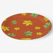 Assiettes En Carton Automne Jaune et Feuilles verts (Angle)