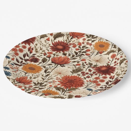 Assiettes En Carton Automne Moderne Automne Botanique Floral (Angle)