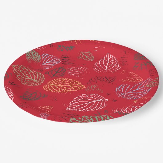 Assiettes En Carton Automne, Motif Feuille (Angle)