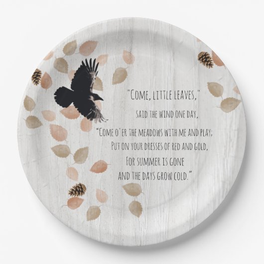 Assiettes En Carton Automne Nostalgale Poésie Ventée Feuille Crow Vol (Devant)