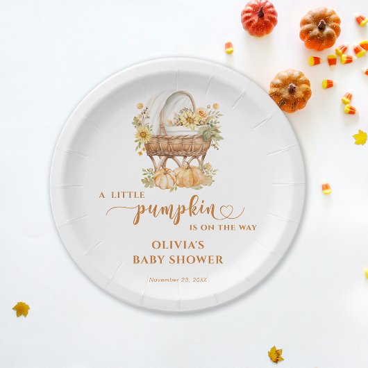 Assiettes En Carton Automne Petit Citrouille Baby shower neutre