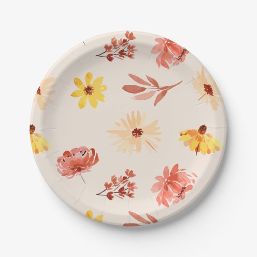 Assiettes En Carton Automne Petit Fleur sauvage Anniversaire ou douche (Devant)