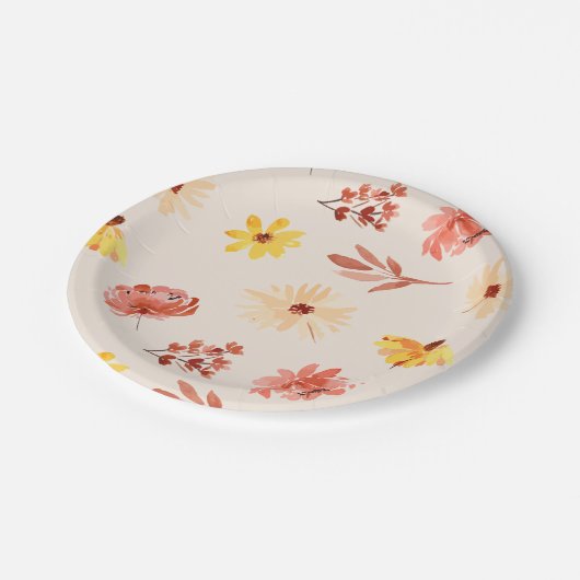 Assiettes En Carton Automne Petit Fleur sauvage Anniversaire ou douche (Angle)