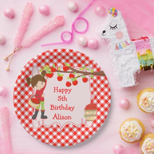 Assiettes En Carton Automne Pomme ramassage Brunette fête d'anniversai (Fête)