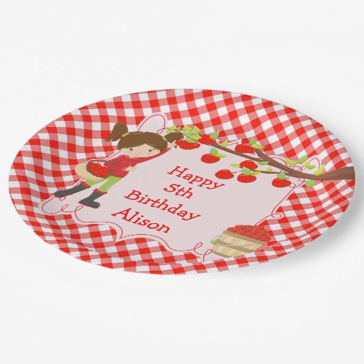 Assiettes En Carton Automne Pomme ramassage Brunette fête d'anniversai (Angle)