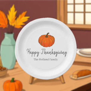 Assiettes En Carton Automne Récolte Famille Citrouille Thanksgiving