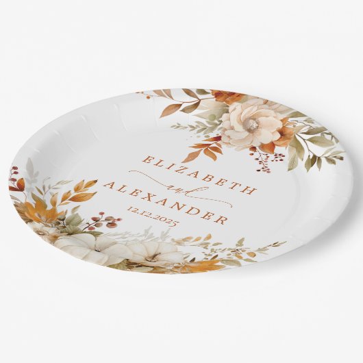 Assiettes En Carton Automne Russe moderne Mariage en terre cuite (Angle)