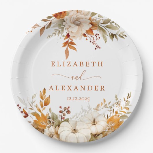 Assiettes En Carton Automne Russe moderne Mariage en terre cuite (Devant)