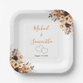 Assiettes En Carton Automne Rustique Brown et ivoire Mariage campagnar (Recto)