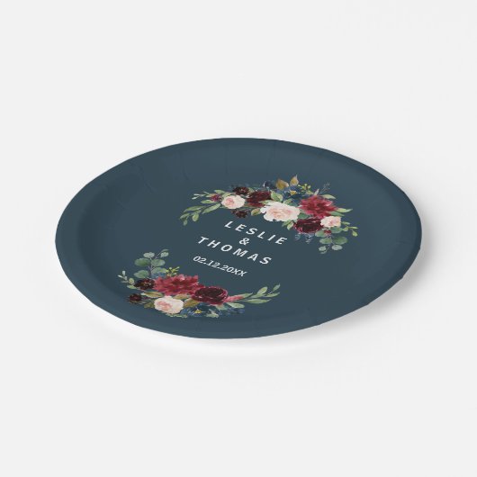 Assiettes En Carton Automne Rustique Éblouissant Mariage Bourgogne (Angle)