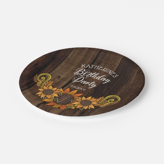 Assiettes En Carton Automne Rustique | Fleurs de soleil d'automne fête (Angle)