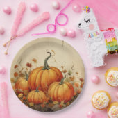 Assiettes En Carton Automne Rustique Orange Citrouille (Fête)