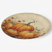 Assiettes En Carton Automne Rustique Orange Citrouille (Angle)