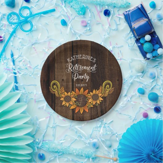 Assiettes En Carton Automne Rustique | Tournesol d'automne Parti de re (Fête)