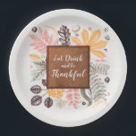Assiettes En Carton Automne Thanksgiving Botanical<br><div class="desc">Des croquis de feuilles d'automne et d'automne et de baies en brun, corail, or et vert accentuent ces plaques en deux tailles. Personnalisez avec votre salutation en lettres chic dans N'IMPORTE QUELLE police de COULEUR pour n'importe quelle occasion. Parfait pour les cadeaux de Thanksgiving, automne ou automne. CORRESPONDRE des articles...</div>