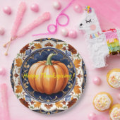 Assiettes En Carton Automne Thanksgiving Collection Citrouille moderne (Fête)