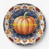 Assiettes En Carton Automne Thanksgiving Collection Citrouille moderne (Devant)