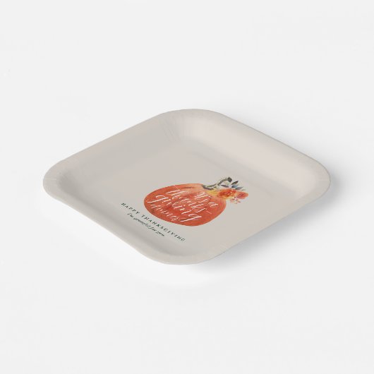 Assiettes En Carton Automne Thanksgiving Watercolor Citrouille (Angulaire)