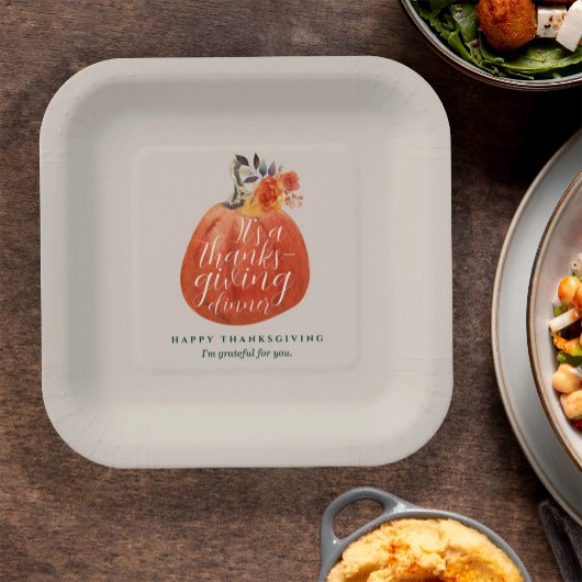 Assiettes En Carton Automne Thanksgiving Watercolor Citrouille