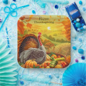 Assiettes En Carton Automne Turquie Citrouilles Thanksgiving Plaque pa (Fête)