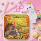 Assiettes En Carton Automne Turquie Citrouilles Thanksgiving Plaque pa (Fête)