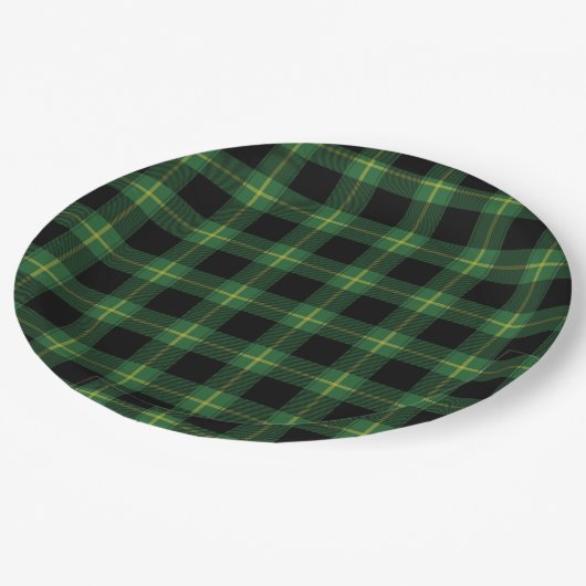 Assiettes En Carton Automne vert d'automne de motif de plaid de (Angle)