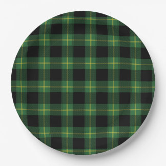 Assiettes En Carton Automne vert d'automne de motif de plaid de