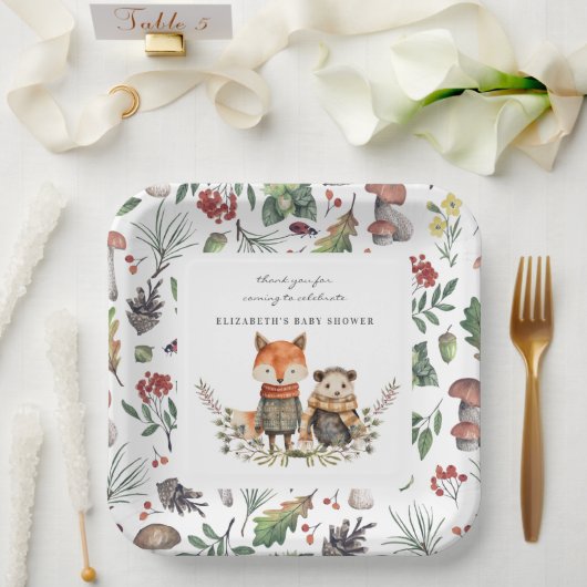 Assiettes En Carton Automne Woodland | Baby shower Animaux forestiers (Mariage)