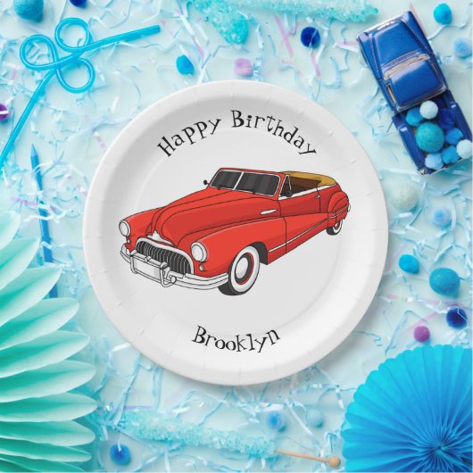 Assiettes En Carton Automobile classique rouge 1948 (Fête)